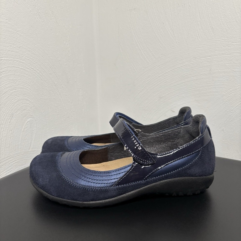 Naot Kirei Navy Blue Mary Janes Size 38/7‎ Comfort Walking Travel Suede Leather